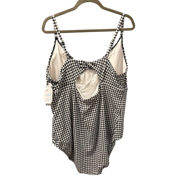 Black And White Gingham One Piece Swimsuit Plus Size Twist Front Cut OutSz 3X - Picture 7 of 12